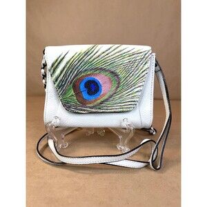 Eliot Luca Petite Leather Crossbody Bag with Peacock Feather Print Convertible